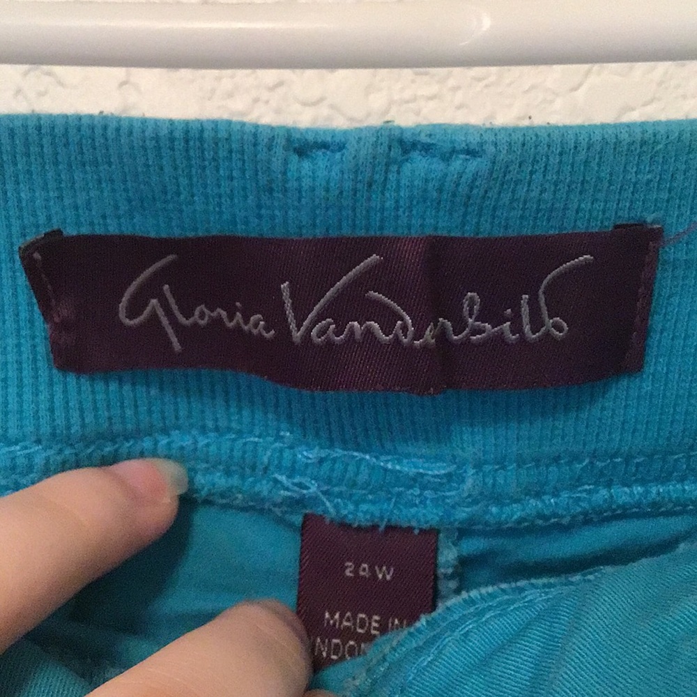 H3 Size 24W Gloria Vanderbilt Teal Bermuda Shorts with Embroidered Pockets - Picture 2 of 2